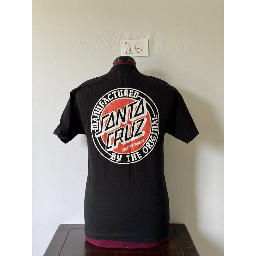 Santa Cruz Skateboards Logo T Shirt Black Back Graphic Cotton Medium Skate Tee